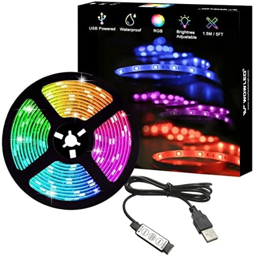 Image of WOWLED RGB USB TV Back Lights, 1.5M 45LEDs RGB LED Strip Light 5050 TV Backlight Multi Color Changing Kitchen Cipboard Mood Lighting DC 5V