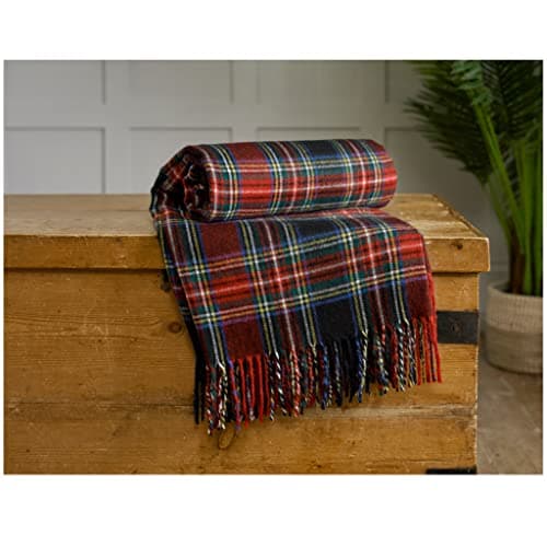 Image of Deyongs Stewart Black Faux Cashmere Tartan Throw - 145cm x 185cm
