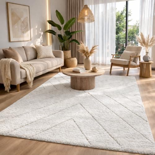 Image of the carpet Bahar Shaggy Elegant Designer Living Room Rug, Soft & Easy-Care High Pile Living Room Rug in Cream Diamond 240 x 340 cm