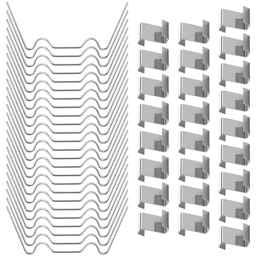 Image of OFFCUP 50 Pcs Greenhouse Clips for Glass, Stainless Steel Greenhouse Window Clips Glass, Pane Fixings Clips for Greenhouses Glasses Replacement Accessorie (25 W Glazing Clip & 25 Z Overlap Clip)