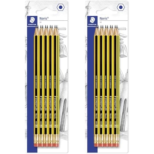 Image of STAEDTLER 122-2 BK10 Graphite Pencil With Eraser Tip - Hb Grade - Pack of 20 (2 x Blisters of 10)