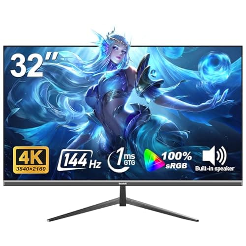 Image of Gawfolk 32-inch 4K Ultra HD Computer Monitor, 144Hz Gaming PC Screen, 1ms, Adaptive Sync, 100% sRGB, 178° Wide Viewing Angle, HDMI 2.1, DisplayPort 1.4, Wall-mounted compatible 100 * 100MM-Black