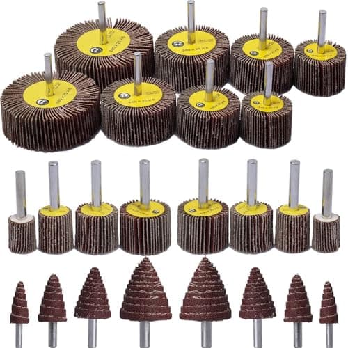 Image of Abrasive Flap Wheel Sander,24 Pack 80 Grit 1/4" Shank Diameter Cone Shape Abrasive Sandpaper Flap Sanding Wheel, for Remove Rust/Weld Burr/Grinding