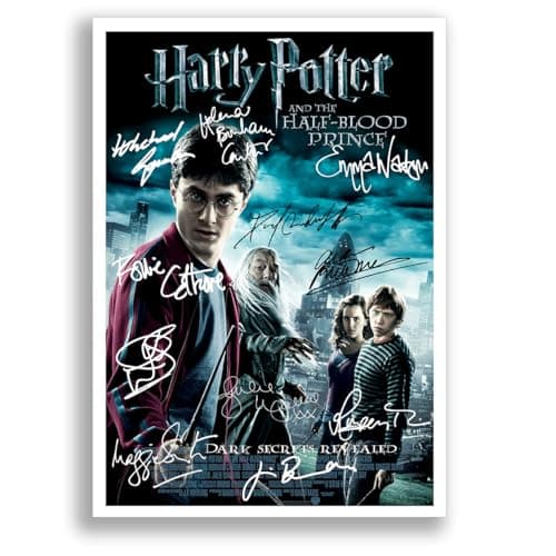 Image of Mounted Gifts Trading Harry Potter All Movie Film Posters Cast Signed A4 Poster Photo Print Framed Autograph Gift Daniel Radcliffe, Rupert Grint, Emma Watson (Half-Blood Prince A4 Poster Only)