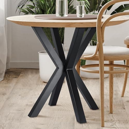 Image of Homtone 2PCS Heavy Duty Spider Table Legs, Industrial Rustic DIY Cross Metal legs for Round Coffee Dining Tables, Outdoor & Indoor, Black (H71 x W60cm)