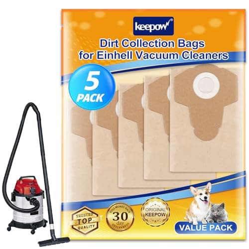 Image of KEEPOW 5 Pack 20L for Einhell Wet and Dry Vacuum Bags, hoover bags for Einhell TC-VC 1820 1820S 1930S, TE-VC 2230, Vacuum Cleaner Dust Bag