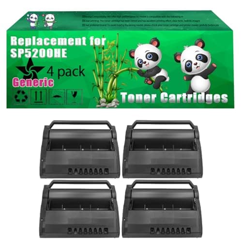 Image of Replacement SP5200HE Toner Cartridges Compatible for Ricoh Aficio SP 5200 shw SP 5200 sr SP 5210 dn SP 5210 dnht SP 5210 Printers (4 Pack Black)