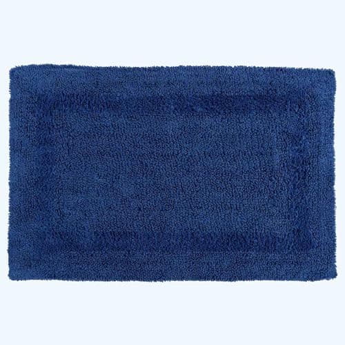 Image of HOMESCAPES Bath Mat, Luxury 1600gsm Extra Soft 100% Cotton, Reversible Bathroom Mats Non-Slip, Washable, Super Absorbent, Quick-Dry, Navy Blue Bathroom Rug, 50 x 80 cm