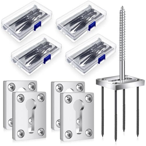 Image of Shimeyao 4 Sets Newel Post Fastener Newel Post Mounting Kit Wood Handrail Installation Hardware Works on Finished Floors, Stairs, Ceramic Tile and Concrete, Rectangular
