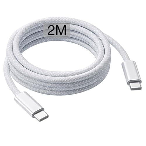 Image of 2m USB C to USB C Cable for IPhone 17/16/15, Fast Charger USB C for IPhone 17 Air/17e/16 Pro Max/15 Plus/16E,Long Charging Lead for iPad Pro 10/11th,Google Pixel 9/8/7/6/5, Samsung Galaxy Z Flip 4/5/6
