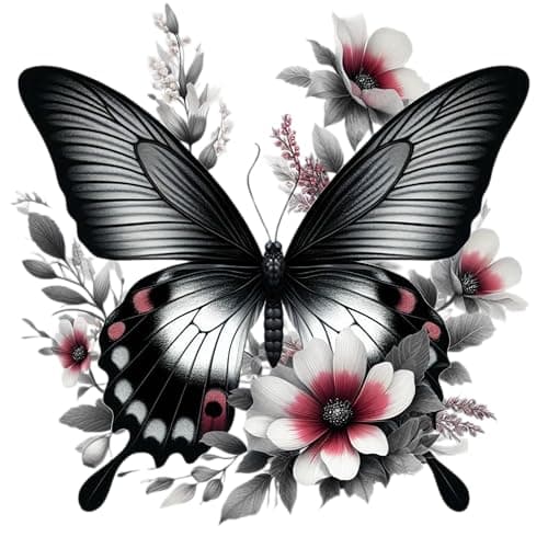 Image of x4 Black Swallowtail Butterfly Stickers, Floral Vinyl Decals That Cover Marks,1@20cm & 3@7cm, DIY Peel & Stick, Wall Decor, Weatherproof Car, Toilet & Bin Multi-use Graphics (Black, A5)