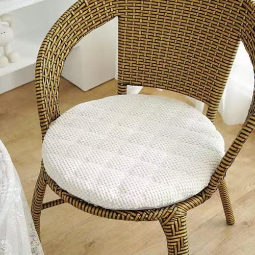 Image of moismk Round Chair Seat Pads Cushions for Dining Chairs, Non Slip Chair Cushions for Indoor Outdoor Garden Bistro Patio Office Coffee Shop(Beige,Diameter: 50CM)
