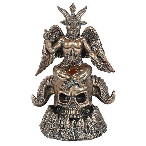 Image of Majestic Gold Baphomet LED Backflow Incense Burner - 15.5cm x 13cm (1 Pc.) - Unique & Eye-Catching Design - Enhance Relaxation & Meditation, Premium Resin - Ideal for Artistic Home Decor