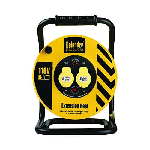 Image of Defender Heavy Duty Cable Reel 2.5mm2 2-Way 16A 50m 110V (E86510)