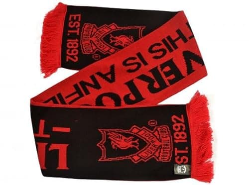 Image of Liverpool FC Official This Is Anfield Scarf, Red and Black, Double Sided, Est 1892