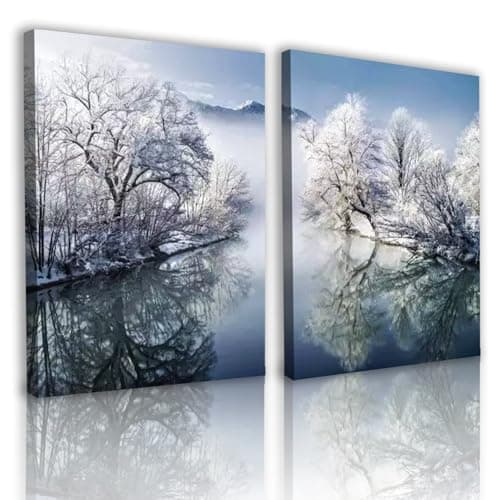 Image of YSYCZ Canvas Wall Art, Winter Landscape Paintings, Forest Pictures for Living Room Hallway Bedroom Office Home Decoration Unframed (Winter Snowscapes, 12×16 inch, Unframed