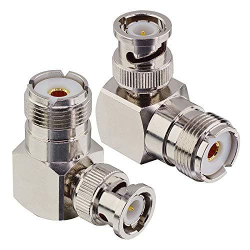 Image of Boobrie L Shape UHF to BNC Connector UHF Female SO239 to BNC Male Right Angle 90 Degree Coax Cable RF Coax Adapter for SDR Ham Radio Antenna Scanner Coaxial Cable (2-Pack)