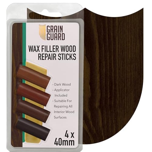 Image of GRAIN GUARD Wax Filler Wood Repair Sticks | Dark Wood | Furniture Repair Kit | Multi-Surface: Wood, Plastic, Hard Surfaces | Blend to Colour Match | 4x40mm