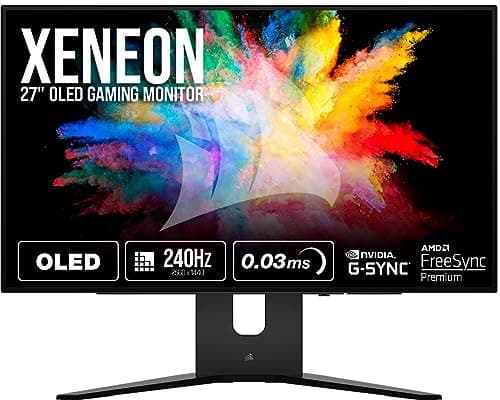 Image of Corsair XENEON 27QHD240 27-Inch OLED Gaming Monitor - 2560 x 1440, 240Hz, 0.03ms, NVIDIA G-SYNC Compatible, AMD FreeSync™ Premium, DisplayHDR10, HDMI 2.1, DisplayPort 1.4, USB-C 3.1 - Black