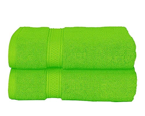 Image of Milosc Pack of 2 Large Bath Towels Set Super Absorbent 500GSM 100% Egyptian Cotton Hotel Quality Quest Towel Extra Soft Set (Lime Green)