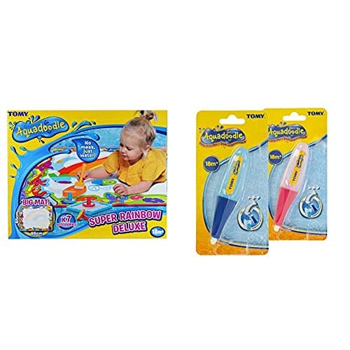 Image of Aquadoodle Super Rainbow Deluxe Large Water Doodle Mat, Official Tomy Mess Free Colouring & Drawing Game & Easy Grip Water Pen