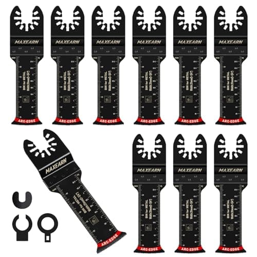 Image of MaxEarn 10Pcs 70mm Extra Long Oscillating Saw Bla-des, Titanium Multitool Bla-des with 3 Adapter, Universal Quick Release Oscillating Tool Accessories for Cutting Metal, Wood, Plastic