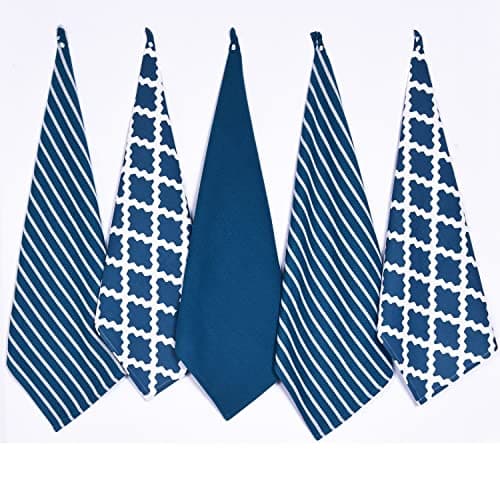 Image of Penguin Home Premium 100% Pure Cotton Tea Towel for Kitchen, Set of 5 Kitchen Towels, Soft & Durable Kitchen Cloths Towel Set, Machine Washable, 65 x 45 cm Colour - Light Blue