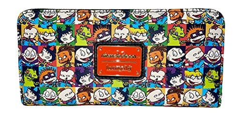 Image of Loungefly Rugrats Nickelodeon Allover Print Zip Around Wallet, Black, M, Zippered Wallet