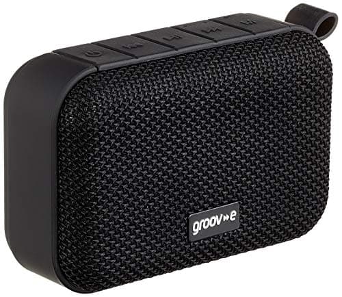 Image of groov e WAVE II Wireless Bluetooth Speaker - Portable Travel Speaker with TF Card Support, Aux-In, & Carabiner Keyring Clip - 8 Hours Audio Playback, IPX4 Splash Proof - Black