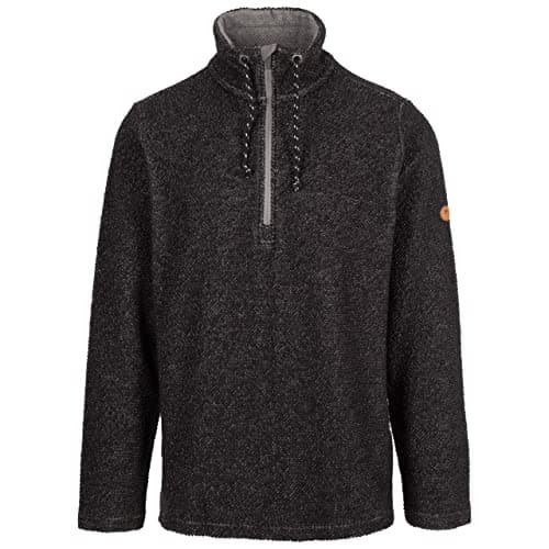 Image of Trespass Mens Casual Sweatshirt Falmouthfloss - Men's Textured Knit Jumper, Half Zip Collar Casual Top, Long Sleeve Pullover Sweater with Collar Drawcord Black