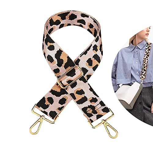 Image of Shoulder Strap for Bags, Width 3.8 cm, Leopard Bag Strap, Adjustable 78 - 139 cm, Carry Strap, Shoulder Strap with Carabiner for Shoulder Bags, Carry Bags, Handbag (Pink)