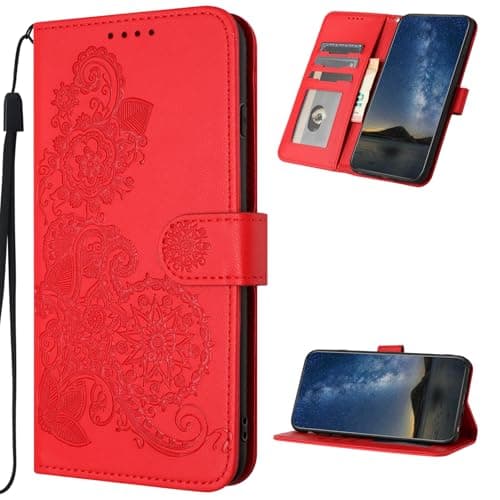 Image of Rfvzubemok Compatible with Huawei P10 (2017) Case,Compatible with Huawei P10 (2017) Magnetic Flip Phone Cover Red