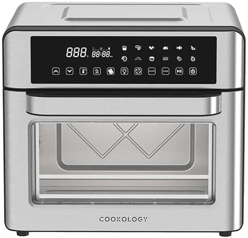 Image of Cookology CAF250DI Air Fryer and Oven 25 Litre Extra Large Mini Oven and Airfryer Combo with LED Touch Controls and 12 Cooking Presets with Rotisserie Function and Accessories - in Stainless Steel