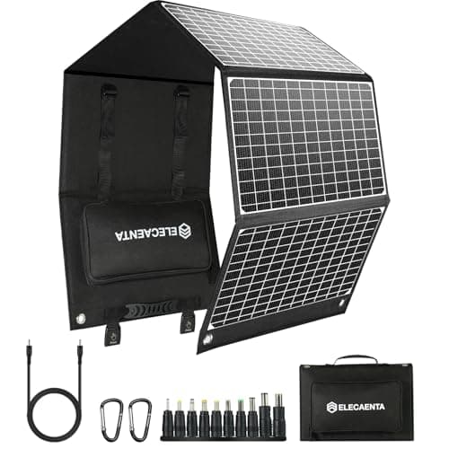 Image of ELECAENTA 60W Foldable Solar Panel ETFE Solar Charger USB-C PD45W QC3.0 DC 18V for Portable Solar Generator Power Station Smartphones Outdoor Power Backup Waterproof Dustproof, 1.6KG