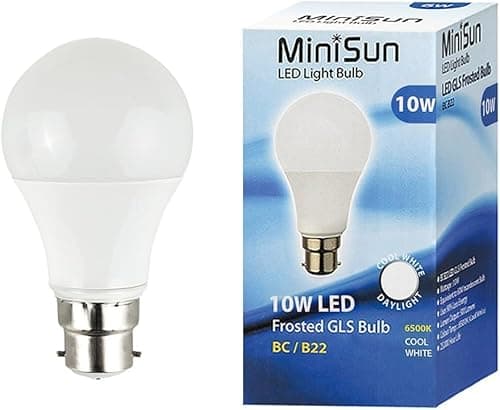 Image of MiniSun | High Power 10W LED BC B22 SMD GLS Energy Saving Long Life Bulbs | LED Bulbs, Home Décor & Improvement Essential | Pack of 6 | 6500K Cool White