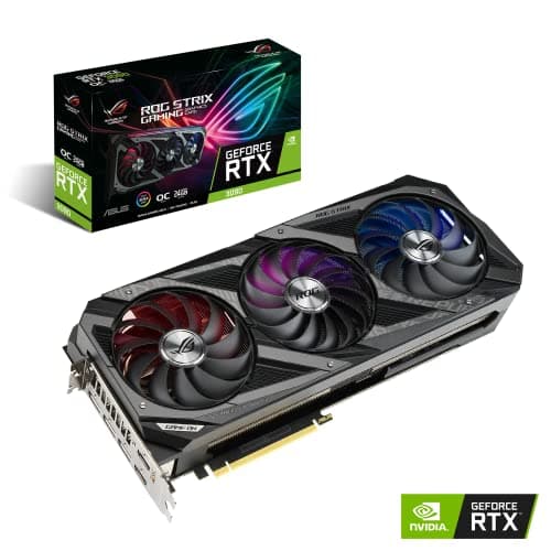 Image of ASUS ROG Strix NVIDIA GeForce RTX 3090 OC Edition Gaming Graphics Card (PCIe 4.0, 24GB GDDR6X, HDMI 2.1, DisplayPort 1.4a, Axial-tech Fan Design, 2.9-slot, Super Alloy Power II, GPU Tweak II)