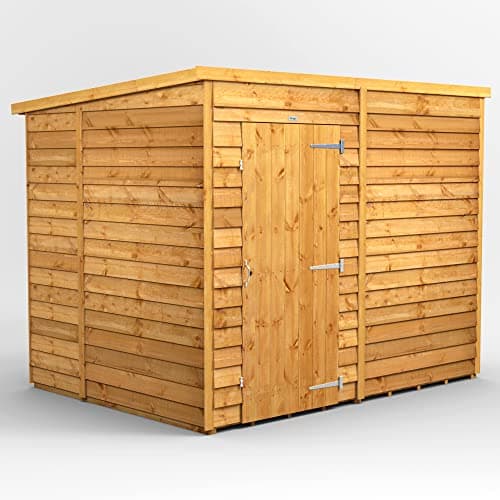 Image of Powersheds High Grade Premium Pent Overlap Wooden Shed, Security Features, Door Flexibility, made from 10 mm Extra Thick Timber (Windowless)