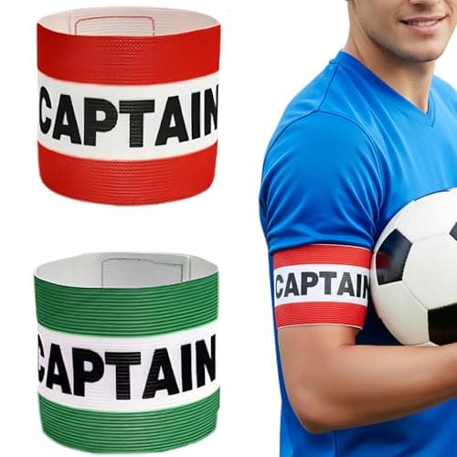 Image of Ezranova Captains Armband,2Pcs Captain Arm Bands for Soccer, Unisex Elastic Captain Armband Adjustable for Team Training & Matches for Hockey Rugby Multiplayer Ball Games (red and green)