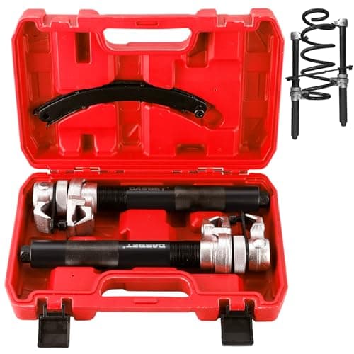 Image of DASBET Coil Spring Compressor Tool Coil Spring Clamps Strut Spring Compressor Tool Set Coil Strut Spring Compressor Clamps Tool Set with Safety Guard - 2200lb Capacity - 11in Jaw Opening, Red