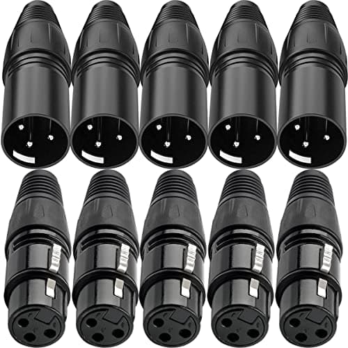 Image of Xiatiaosann 10PCS 3 Pin XLR Solder Connector, 5 Male and 5 Female XLR Mic Snake Plug, Microphone Audio Socket for High Conductivity and Ultra-low Noise