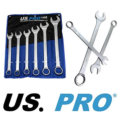 Image of US PRO 6 Piece Super Jumbo Combination Spanner Set Wrench 33-50mm B1866