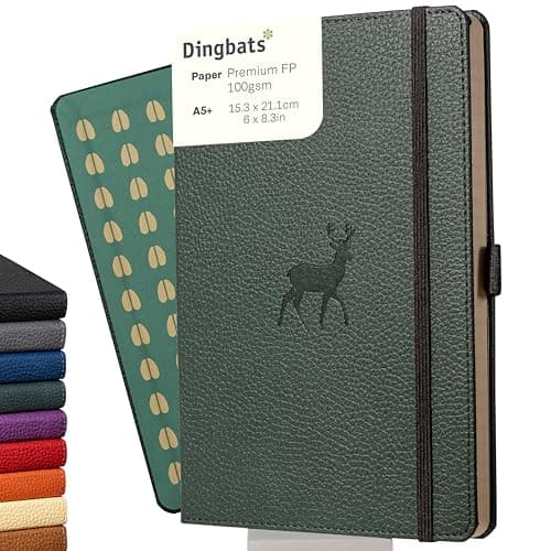 Image of Dingbats* Wildlife Dotted Journal Notebook A5 - Vegan Leather Hardcover - Ideal for Work, Travel, Writing - with Pocket, Elastic Closure & Bookmark