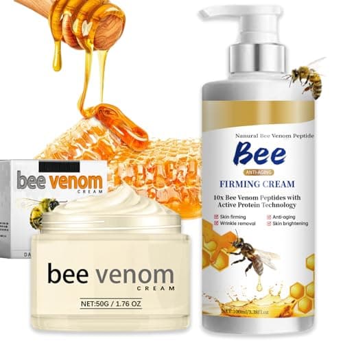 Image of 2 Pcs Bee Venom Firming Cream & Bee Venom Anti Wrinkle Face Cream Set, Firming Body Lotion for Tightening, Moisturising, Smooth, Anti-Aging Cream Restore Skin Elasticity for All Skin Types