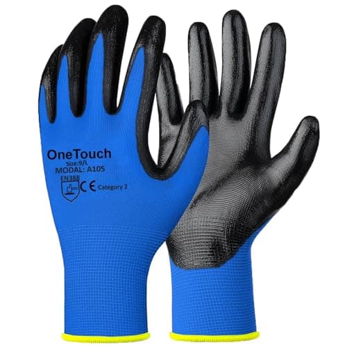 Image of A406 24 Pairs Work Gloves PREMIUM NITRILE COATED Nylon Work Gloves Safety Gloves Builders Gardening Grip (X-Large-10)