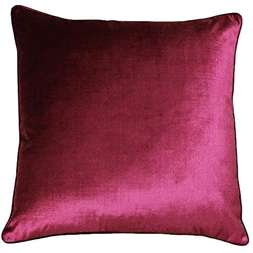 Image of Riva Paoletti Luxe Velvet Cushion Cover - Cranberry Pink - Soft Velvet Feel Fabric - Reversible - Hidden Zip Closure - Machine Washable - 100% Polyester - 55 x 55cm (22" x 22" inches)