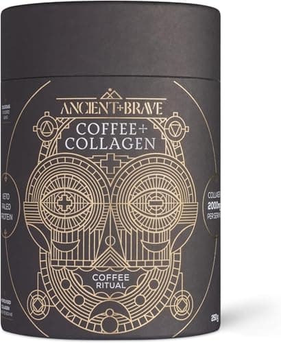 Image of Ancient + Brave - Coffee + Collagen Powder 250g - Organic Brazilian Ground Coffee with Hydrolysed Bovine Collagen - Collagen Coffee, Premium Blend Organic Cacao - High Protein, Keto Friendly