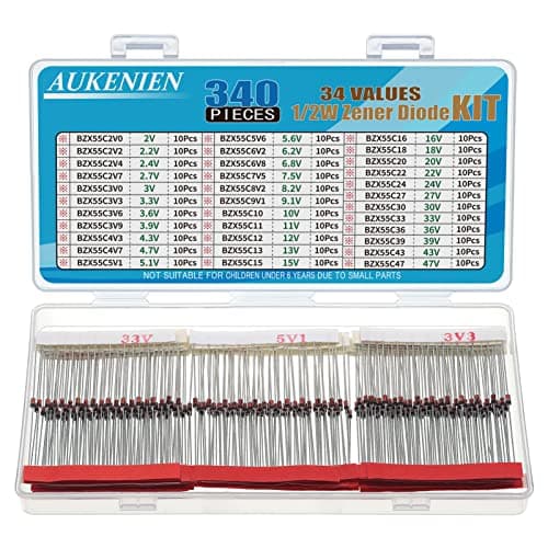 Image of AUKENIEN 1/2W Zener Diode Set 34 Values 0.5W Zener Diodes Diodos Assortment Kit