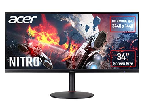 Image of Acer Nitro XV340CKPbmiipphzx 34 inch Ultrawide Quad HD Gaming Monitor (IPS Panel, FreeSync, 144Hz, 1ms, HDR 10, Height Adjustable Stand, DP, HDMI, USB Hub, Black)