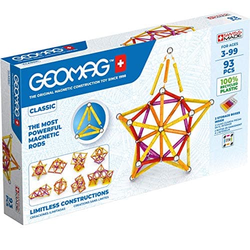 Image of Geomag Classic - 93 Pieces - Magnetic Construction for Children - Green Collection - 100 Percent Recycled Plastic Educational Toys