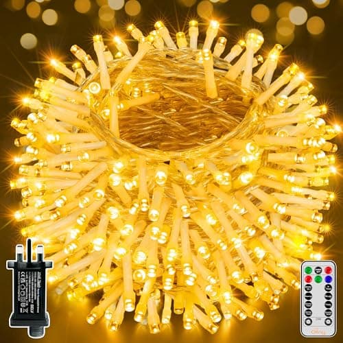 Image of Ollny Fairy Lights Mains Powered, 40m 400 LED Outdoor String Lights, Warm White Waterproof Garden Light with Plug/Timer/8 Modes/Dimmable for Outside/Indoor/Window/Wedding Decorations